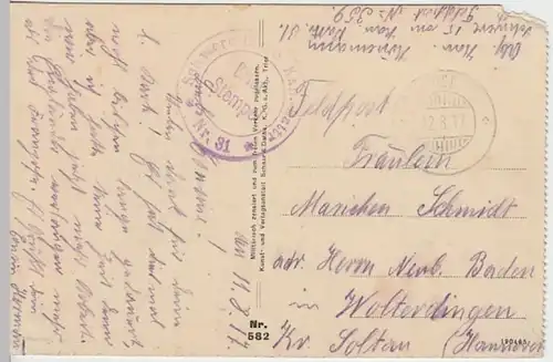 (22191) AK Witry-les-Reims, beschädigte Kirche, Soldaten, Feldpost 1917