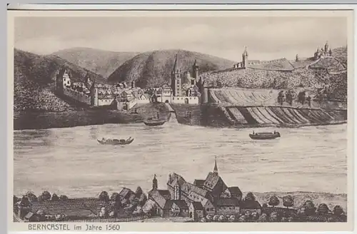 (22159) Künstler AK Bernkastel, Panorama, um 1928