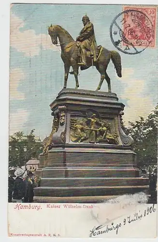 (22085) AK Hamburg, Kaiser Wilhelm Denkmal 1906
