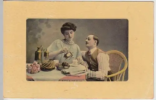 (22020) AK Paar beim Kaffeekränzchen 1909