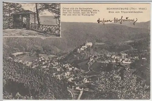 (22009) AK Schwarzburg, Thür. Wald, Blick Trippsteinhäuschen 1917