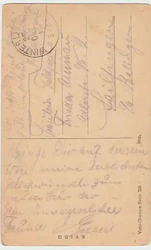 (21968) AK Paare, Er mit Motorbrille u. Beinbandagen, Feldpost 1918