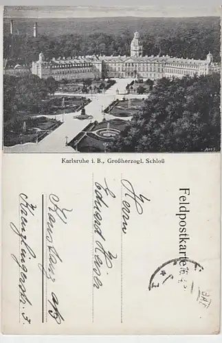 (21967) AK Karlsruhe, Schloss, Feldpostkarte 1915