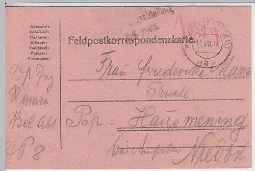 (21931) Feldpostkarte, Beleuchtungsabteilung R. Marx 1916