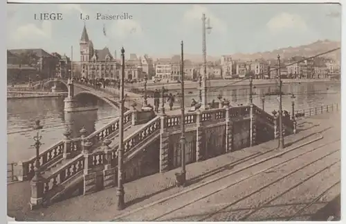 (21909) AK Liege, Lüttich, Passerelle, Feldpost 1917