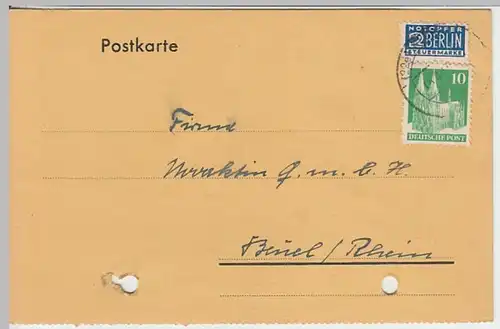 (21729) Postkarte DP 1949 v. Betonwarenfabrik Dyckerhoff & Widmann Neuß