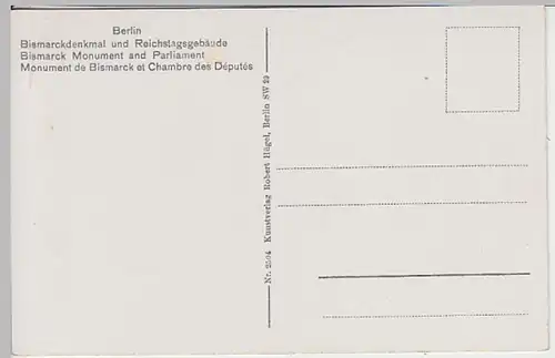 (21650) AK Berlin, Reichstag, Bismarckdenkmal, bis 1938