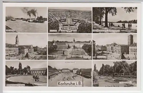 (21578) Foto AK Karlsruhe, Mehrbildkarte 1953