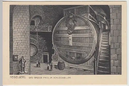 (21564) Künstler AK Heidelberg, Schloss, Gr. Fass, vor 1945