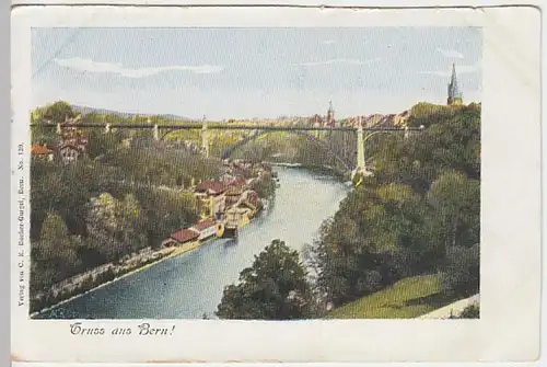 (21516) AK Gruß aus Bern, Stadtansicht, Aare, Brücke, bis um 1905