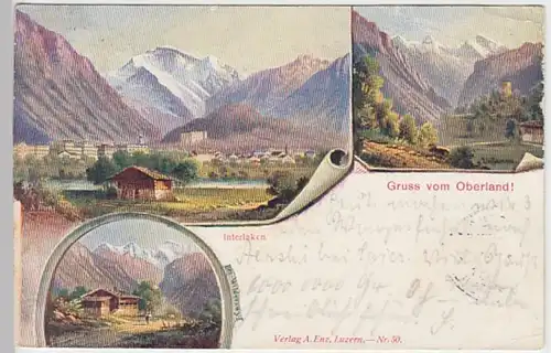 (21495) AK Gruß vom Oberland, Interlaken 1908