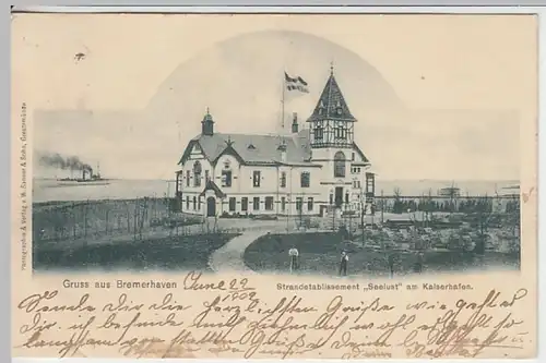 (21494) AK Gruß aus Bremerhaven, Seelust am Kaiserhafen 1902