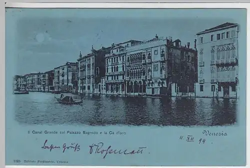 (21461) AK Venedig, Canal Grande, Palazzo Sagredo, Mondscheink. 1899