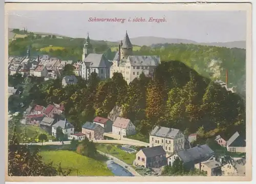 (21436) AK Schwarzenberg, Erzgeb., Schloss, Stadtansicht, vor 1945