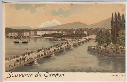 (21389) Künstler AK Genf, Geneve, Stadtansicht, Litho 1901