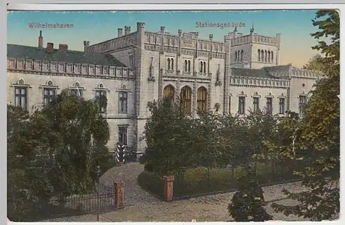 (21364) AK Wilhelmshaven, Stationsgebäude, Feldpost 1915