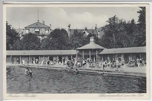 (21301) AK Baden-Baden, Schwimmbad, vor 1945