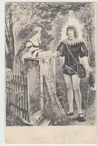 (21212) Künstler AK Paar an Gartenmauer, vor 1945