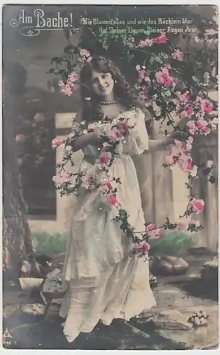 (21173) Foto AK Sprüche, Am Bache, Wie blumensüß 1913