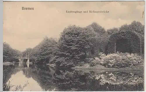 (21168) AK Bremen, Laubengänge, Rickmersbrücke 1915