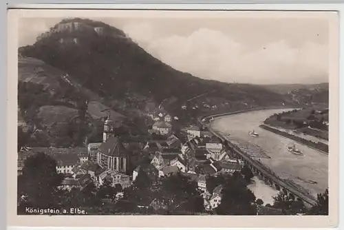 (21139) Foto AK Königstein, Sächs. Schweiz, Panorama, vor 1945