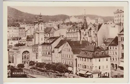 (21065) AK Karlsbad, Karlovy Vary, Stadtansicht, Schillerhaus, vor 1945