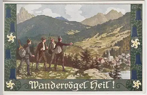 (21044) Künstler AK Wandervogelkarte, vor 1945