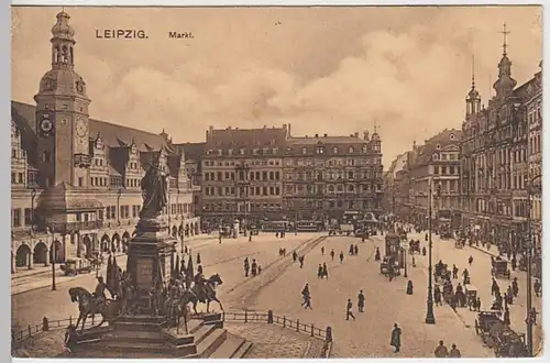 (21027) AK Leipzig, Markt, Siegesdenkmal, Altes Rathaus, vor 1945