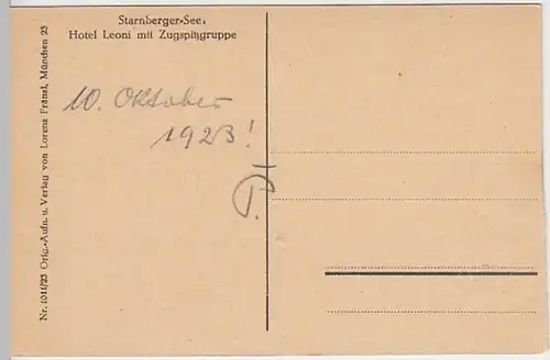 (21015) AK Starnberger See, Hotel Leoni, Zugspitzgruppe 1923