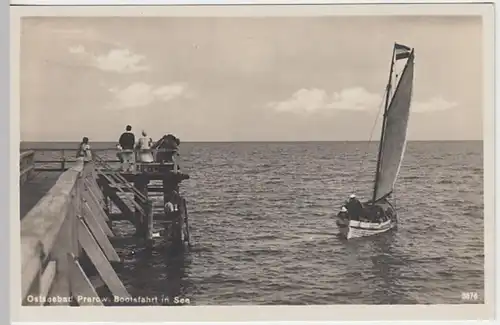 (20967) Foto AK Prerow, Seebrücke, Segelboot 1929