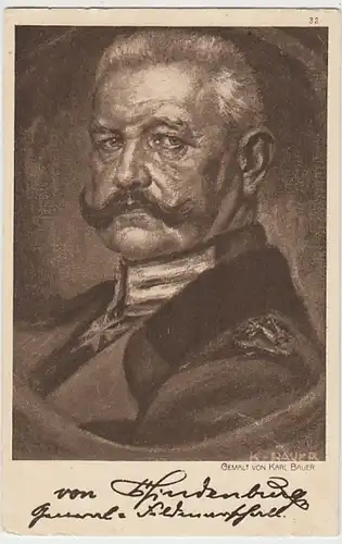 (20933) Künstler AK Karl Bauer, Paul von Hindenburg 1915