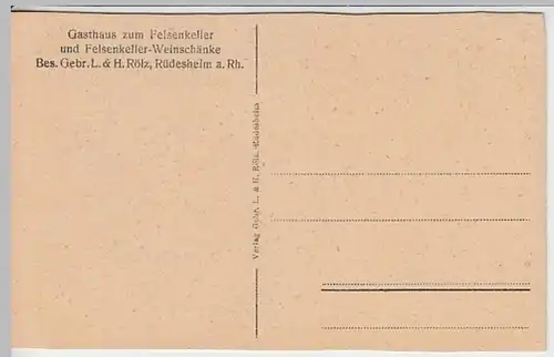 (20926) AK Rüdesheim am Rhein, Gasthaus zum Felsenkeller, vor 1945