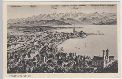 (20913) Künstler AK Friedrichshafen, Panorama, vor 1945