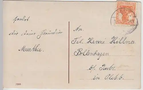 (20882) AK Geburtstag, Blüten, Haus am Wasser 1917