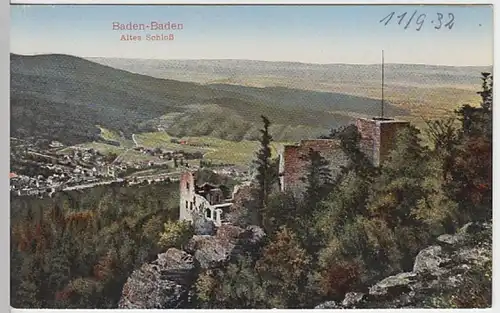 (20859) AK Baden-Baden, Altes Schloss 1932