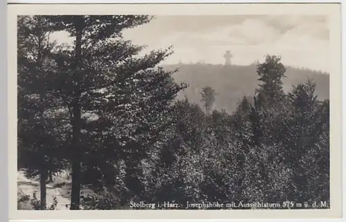 (20828) Foto AK Stolberg, Harz, Josephshöhe, Aussichtsturm, vor 1945