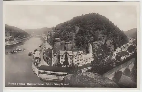 (20826) Foto AK Herrnskretschen, Hrensko, Ortsansicht, vor 1945