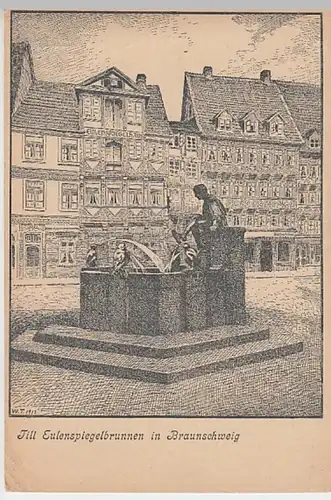 (20788) Künstler AK W. Thiele, Braunschweig, Eulenspiegelbrunnen, v. 1945