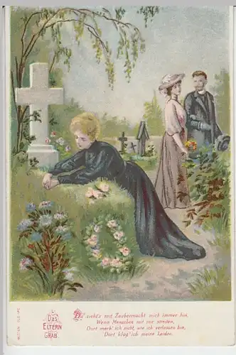 (20746) Künstler AK Sprüche, Das Elterngrab, bis 1905