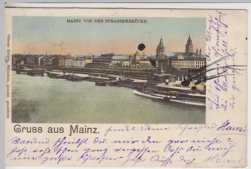 (20538) AK Gruß aus Mainz, Stadtansicht 1901