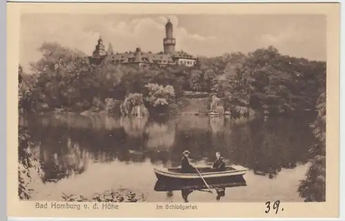 (20450) AK Bad Homburg vor der Höhe, Schloss, Teich, vor 1945