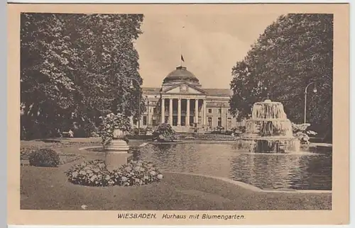 (20440) AK Wiesbaden, Kurhaus, Blumengarten 1919
