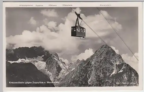 (20415) Foto AK Kreuzeckbahn, Zugspitze, Waxenstein, vor 1945