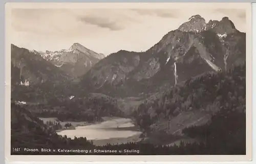 (20358) Foto AK Füssen, Schwansee, Säuling, Blick v. Kalvarienberg 1936