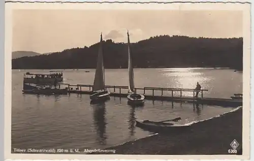 (20315) Foto AK Titisee, Boote, Abendstimmung, vor 1945