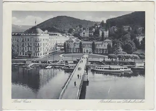 (20282) AK Bad Ems, Badehaus, Lahnbrücke 1938