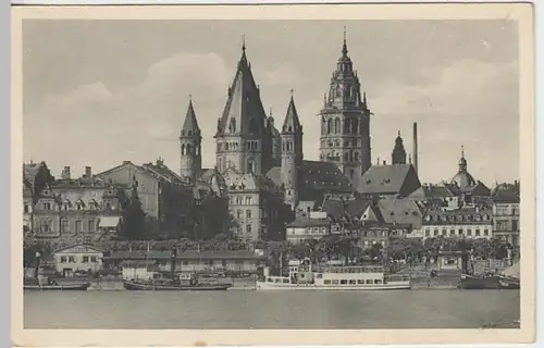 (20139) AK Mainz, Rhein, Dom, Schiffe, vor 1945