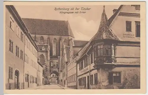 (20058) AK Rothenburg ob der Tauber, Klingengasse, Erker, vor 1945