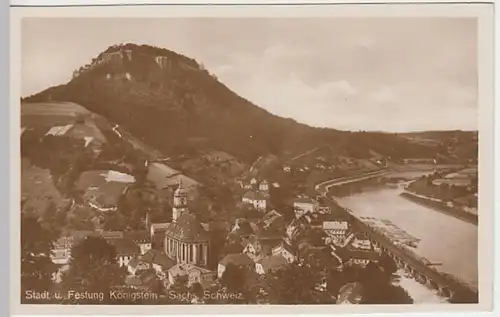(20049) Foto AK Königstein, Sächs. Schweiz, Stadt, Festung 1928