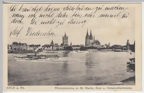 (19963) AK Köln, Rheinpanorama 1928